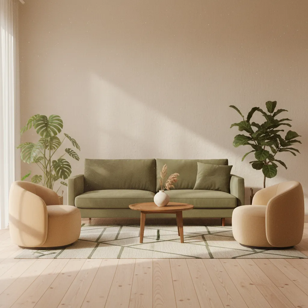 Rustige werkruimte met een notitieboek, een plant en een kopje thee op een houten bureau